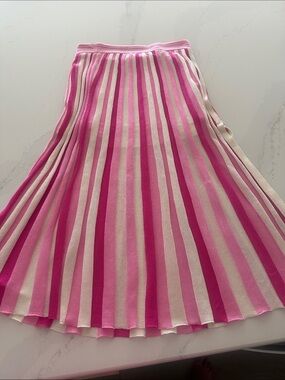 Express Striped knit cream pink and magenta longer skirt with side slit size M‎